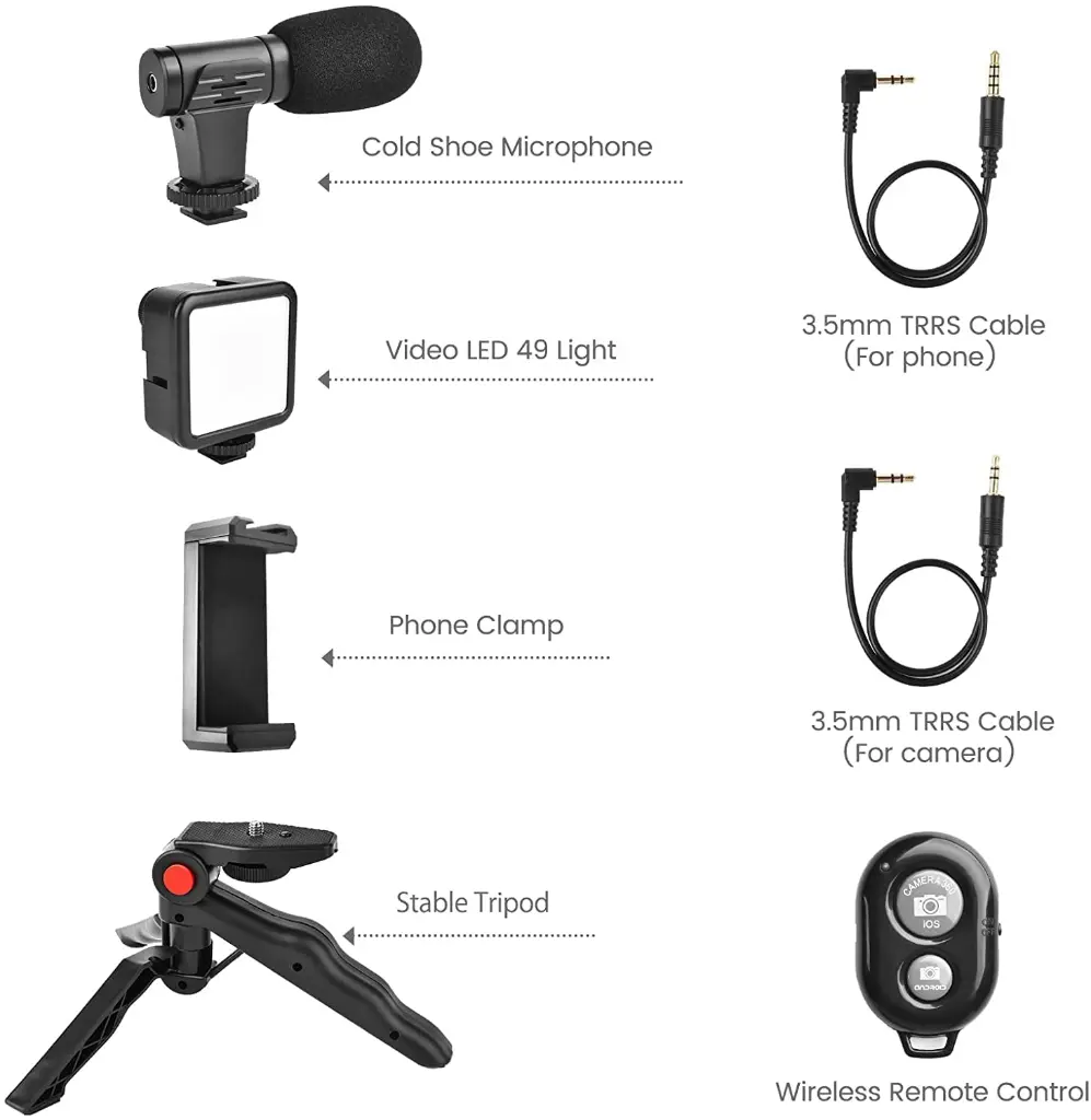 Video -Making Tripod Kit For Live Broadcast 3 In 1 With Microphone, Led Light, Mini Stand & Remote Control, Vloging Kit.webp