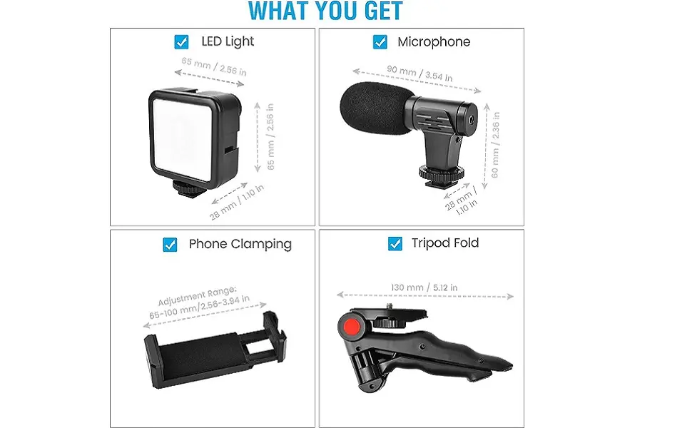 Video -Making Tripod Kit For Live Broadcast 3 In 1 With Microphone, Led Light, Mini Stand & Remote Control, Vloging Kit 1.webp