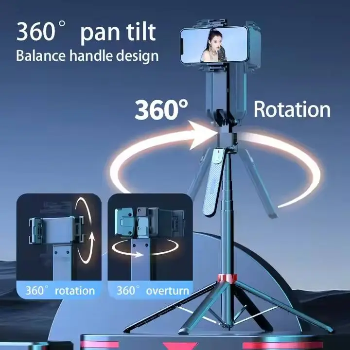 Hot Sale Q185 360 Rotation Wireless Selfie Stick Remote Extendable Selfie Stick Mobile Tripod Stand.webp