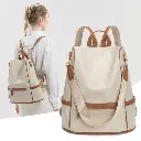 New Design Women Backpack Nylon Waterproof Anti-Theft Travel Bagpack (Apricot) 2.webp