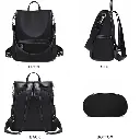 New Design Women Backpack Nylon Waterproof Anti-Theft Travel Bagpack (Black) 1.webp