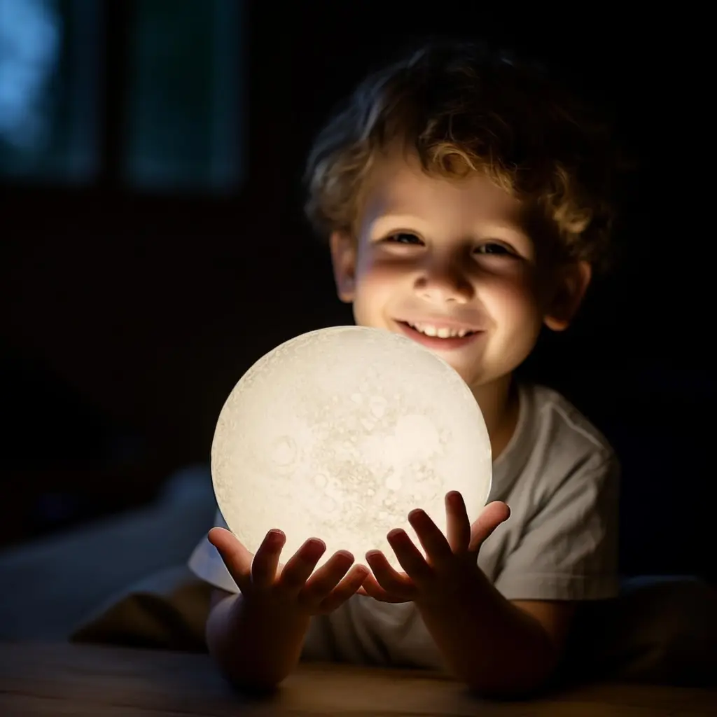 Moon Lamp ，3D Moon Light with 16 Color Changes, Touch & Remote Control – Realistic Moon Surface Texture, Type-C (USB) Charging Port. 6.webp