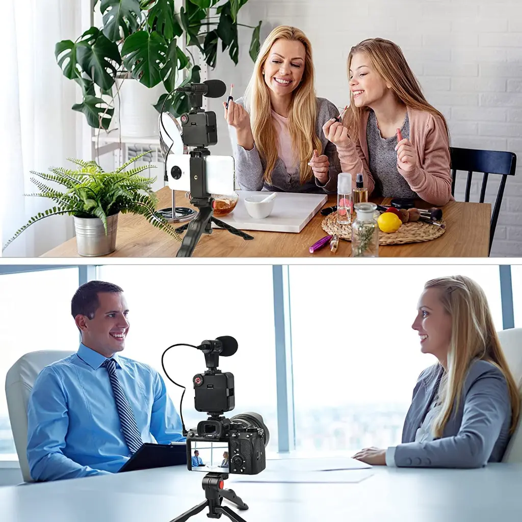 Video -Making Tripod Kit For Live Broadcast 3 In 1 With Microphone, Led Light, Mini Stand & Remote Control, Vloging Kit 4.webp