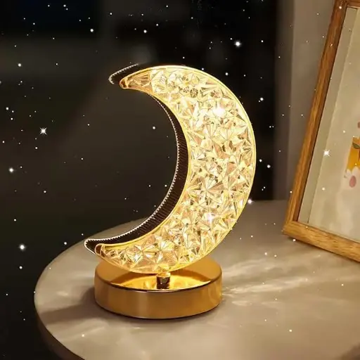 Piker Moon Table Lamp, 3 Color Modes and Stepless Dimmable Touch Control Rechargeable Night Light