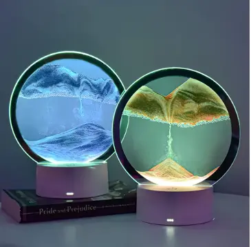 LED Moving Sand Art Table Lamp With 6Color Quicksand Night Light 